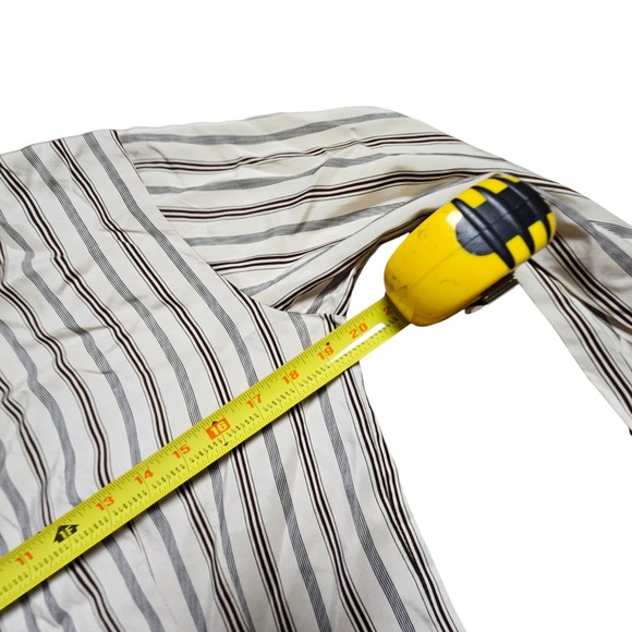 Et Vous Fine Silk Striped Button Up Long Sleeve Top Collared Womens L Slim - Picture 9 of 9